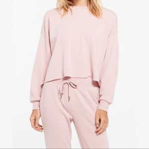 z supply izzy loop terry top in pink blossom ZT211289